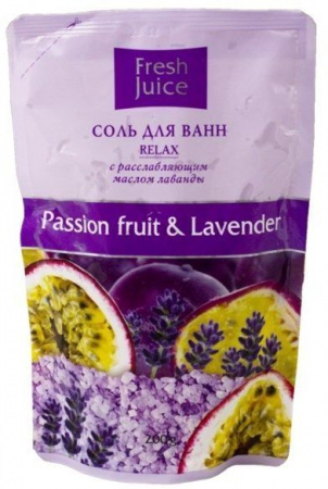 Пена, соль, масло для ванн cоль для ванн "маракуйя и лаванда" дой-пак fresh juice, 200 г