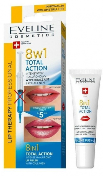 Для губ интенсивный, гиалуроновый филлер для губ "therapy professional total action 8 в 1" eveline, 12 мл