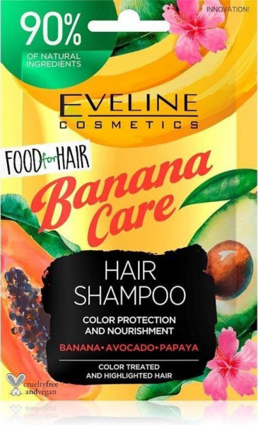 Шампуни шампунь для окрашенных и повреждённых волос banana care eveline, 20 мл