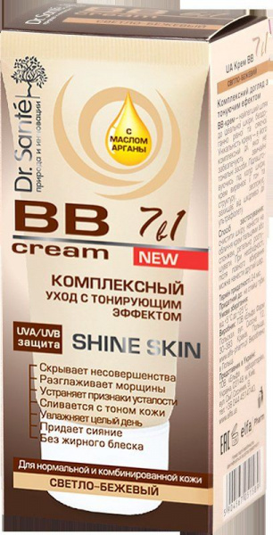 Для лица bb-крем 7 в 1 с тонирующим эффектом светло-бежевый dr.sante, 50 мл